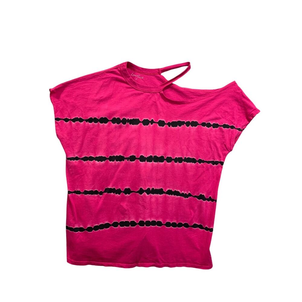 3X Torrid LoveSick Womens Cold Shoulder Tshirt Cotton Tie Dye Pink Black
